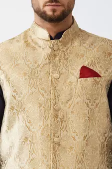 Blue Woven Silk Blend Dhoti-Kurta