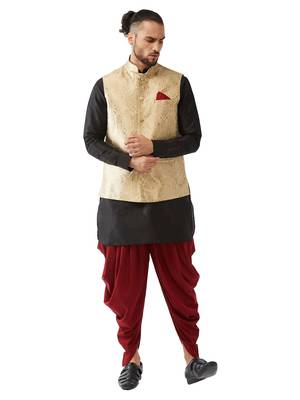 Black Woven Silk Blend Dhoti-Kurta 1