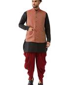 Black Woven Silk Blend Dhoti-Kurta
