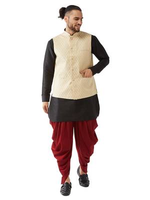 Black Woven Silk Blend Dhoti-Kurta 1