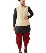Black Woven Silk Blend Dhoti-Kurta