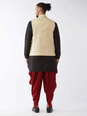 Black Woven Silk Blend Dhoti-Kurta 4