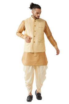 Gold Woven Silk Blend Dhoti-Kurta