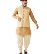 Gold Woven Silk Blend Dhoti-Kurta