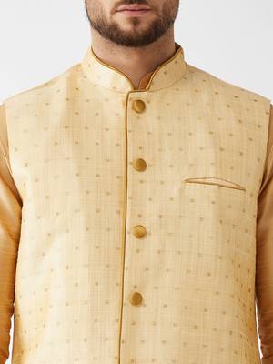 Gold Woven Silk Blend Dhoti-Kurta 5