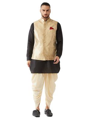 Black Woven Silk Blend Dhoti-Kurta 1