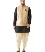 Black Woven Silk Blend Dhoti-Kurta