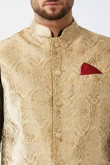 Black Woven Silk Blend Dhoti-Kurta
