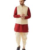 Maroon Woven Silk Blend Dhoti-Kurta