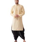 Gold Plain Silk Blend Dhoti-Kurta