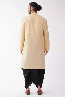 Gold Plain Silk Blend Dhoti-Kurta