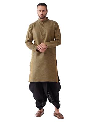 Black Woven Silk Blend Dhoti-Kurta 1