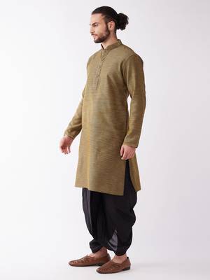 Black Woven Silk Blend Dhoti-Kurta 3