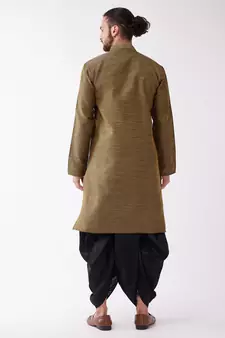 Black Woven Silk Blend Dhoti-Kurta