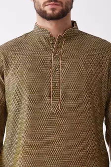 Black Woven Silk Blend Dhoti-Kurta
