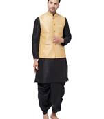 Black Woven Silk Blend Dhoti-Kurta