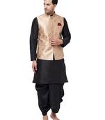 Black Woven Silk Blend Dhoti-Kurta