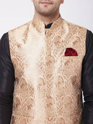 Black Woven Silk Blend Dhoti-Kurta 5
