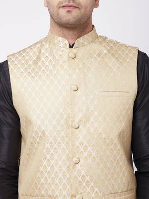Black Woven Silk Blend Dhoti-Kurta 5