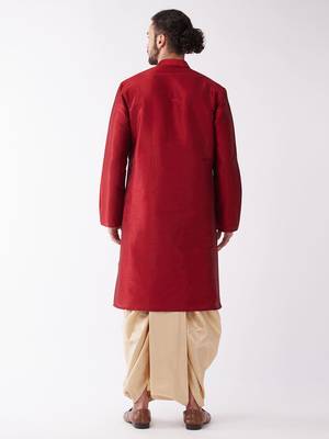 Maroon Embroidered Silk Blend Dhoti-Kurta 4