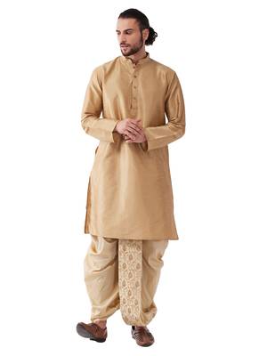 Gold Embroidered Silk Blend Dhoti-Kurta 1
