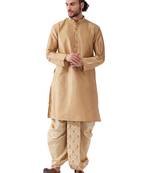 Gold Embroidered Silk Blend Dhoti-Kurta
