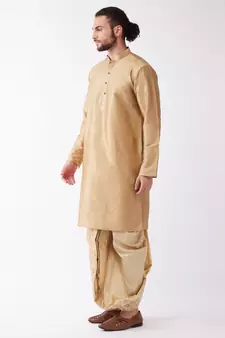 Gold Embroidered Silk Blend Dhoti-Kurta