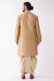 Gold Embroidered Silk Blend Dhoti-Kurta