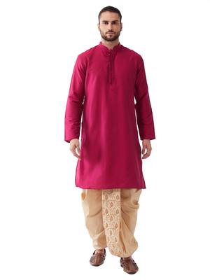Solid Kurta And Embroidered Traditional Dhoti Set 1