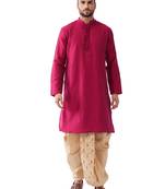 Solid Kurta And Embroidered Traditional Dhoti Set