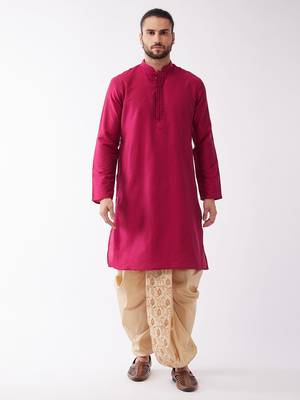 Solid Kurta And Embroidered Traditional Dhoti Set 2