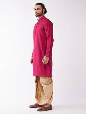 Solid Kurta And Embroidered Traditional Dhoti Set 3
