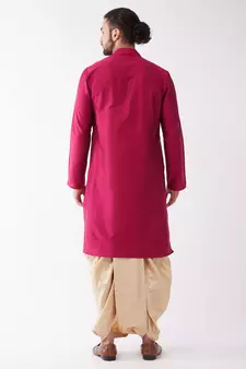 Solid Kurta And Embroidered Traditional Dhoti Set