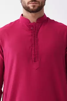 Solid Kurta And Embroidered Traditional Dhoti Set