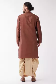 Maroon Woven Silk Blend Dhoti-Kurta