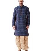 Blue Woven Silk Blend Dhoti-Kurta