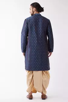 Blue Woven Silk Blend Dhoti-Kurta