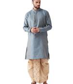Blue Woven Silk Blend Dhoti-Kurta