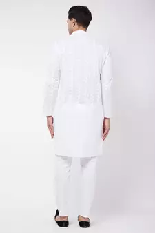 White Pure Cotton Kurta Pyjama Set