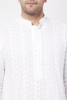 White Pure Cotton Kurta Pyjama Set