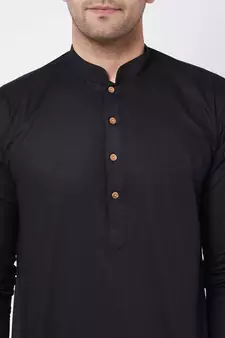 Black And White Cotton Linen Kurta Pyjama Set
