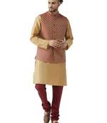 Gold Woven Silk Blend Kurta-Pajama