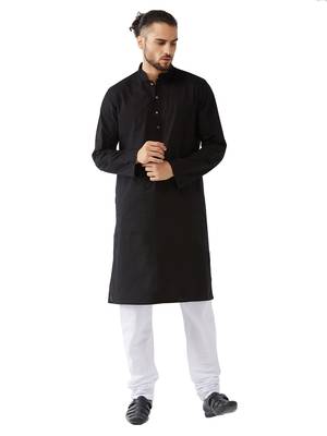 Black And White Cotton Linen Kurta Pyjama Set 1