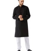 Black And White Cotton Linen Kurta Pyjama Set