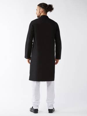 Black And White Cotton Linen Kurta Pyjama Set 4