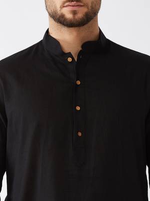 Black And White Cotton Linen Kurta Pyjama Set 5