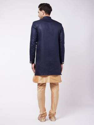 Gold Woven Silk Blend Sherwani 4