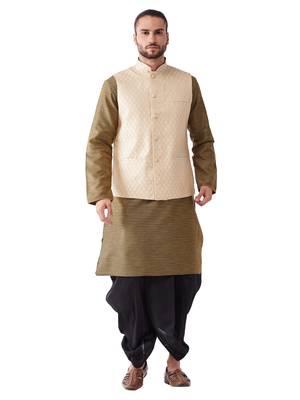 Black Woven Silk Blend Dhoti-Kurta 1