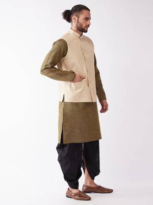 Black Woven Silk Blend Dhoti-Kurta 3