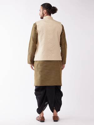 Black Woven Silk Blend Dhoti-Kurta 4